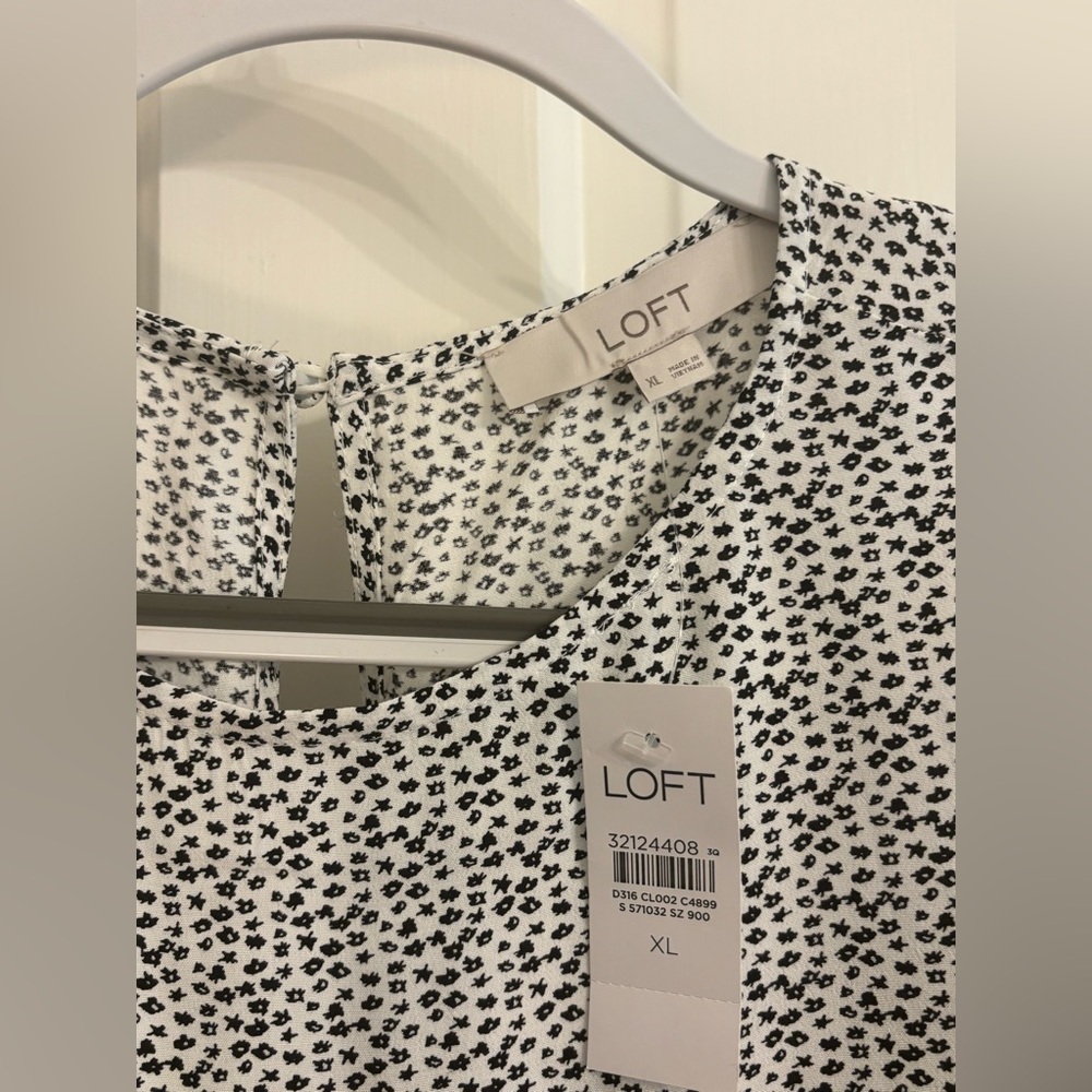 LOFT White and Black Speckled Midi Dress - Picture 4 of 4